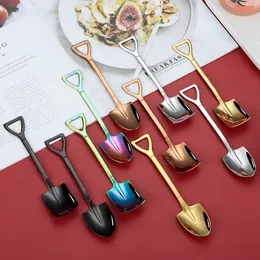Shovel Spoon rostfritt stål tesked för kaffesked frukt glass dessert skopa kök tillbehör bröllop julgåva