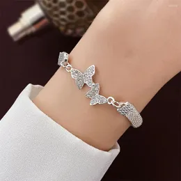 Charm Bracelets EN Luxury Cubic Zircon Butterfly Chain Wedding Bracelet For Women Silver Color Fashion Jewelry Pulseira Feminina