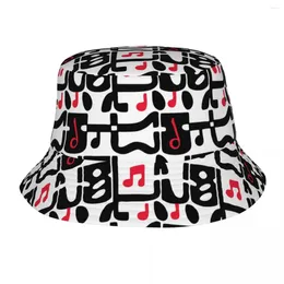 Berets Men Women Women Bucket Hats Musical Note Pattern Summer Beach Hatwear قابلة للتعبئ