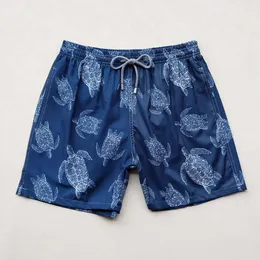 Marca de shorts de designers europeus e americanos Vilebre Vilebrequin Beach Pants for Men's Shorts Summer Elastic Rápida Tartaruga à prova d'água com homens shorts 594