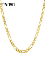 Ttvovo Men Chain Necklace for Pendant Gold Tone 5mm-6mm Width Curb Curb Miami Figaro Link Chain Punk Rock Hop Jewelry 2010137119765