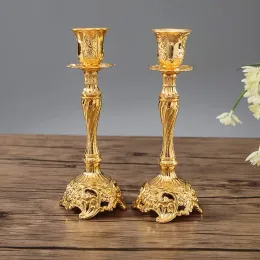 Halter 2 Packkerzenhalter 18 cm/7 '' Gold Plated Candlesticks Holder für Shabbat Taper Candles für Esstischdekoration zu Hause