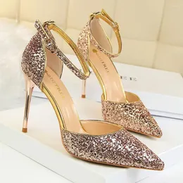 Sandalet LEDP Kadınlar 9.5cm Güzellik Yüksek İnce Topuk Ayakkabı Dipleri Glitter Pompa Çıplak Siyah Patent Deri Süreli Ayak Ayak Parçası SEİ 34-40