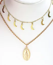 New Julie와 Phantoms Rock Hip Hop Party Girl Fashion Hand Moon Necklace Clessed Virgin Mary Lucky Pendant Y03096182865