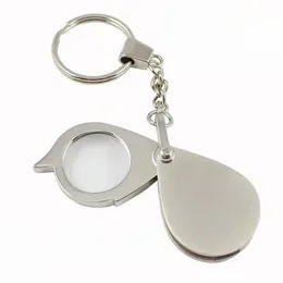 Handheld Magnifying Glass Foldable Mini Keychain 10X Portable Daily Manual Magnifying Glass Keychain Tool Metal Movable Handle