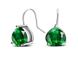 6 Pairs Luckyshine New Green Water Drop Crystal Zircon Earring Sliver For Women Dangle Earring3796126