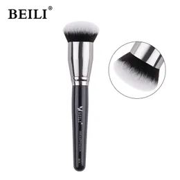 Макияж щетки Beili Black Foundation Brush Big Definer Powder Bruncher Soft Synthetic Hair Hairlight Contour Tools Q240507