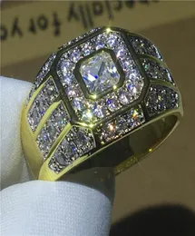 Модные ювелирные изделия Hiphop 925 Серебряное кольцо стерлингового кольца 5A Циркон Cz Stone Gold Color Anniversary Corning Rings for Men Gift5601656