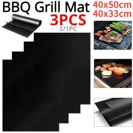 Akcesoria 3/2/1pc bez stałego zewnętrznego grilla maty Grill Maty wielokrotnego użytku pieczenia odporna na ciepło Grill Grill Pad Gotowanie Grilling Arkusz Akcesoria