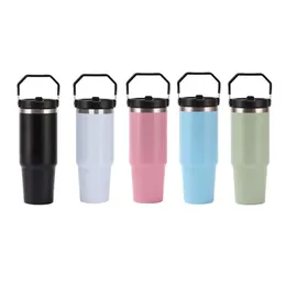 Portable Car 304 Stainless 30Oz New Steel Vacuum Insulated Large Capacity Single Drink Beer Cup With Straw