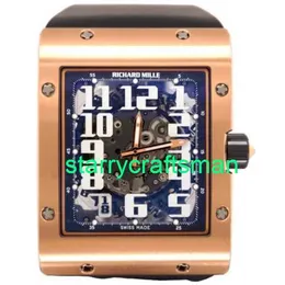 RM Luksusowe zegarki mechaniczne młyny zegarków RM016 Ultra cienki męski 50 mm 18K Rose Gold Frame Guma Gumowa pasek STG7