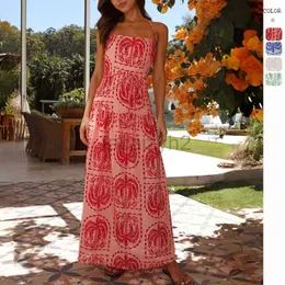 Casual Kleider Designer -Kleid Frauen Sommer lässig Blumenausschnitt Strand Hawaiianische Urlaubskleid mit Futterplänen Kleidern