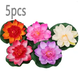 Decorative Flowers 4" Flower Pond Pool Tank Water Artificial Decor Lotus Plants 5Pcs Set Aquarium Floating Funny