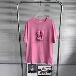 مصمم تي شيرت للسيدات MM Family 24SS New Pink Front Front 3D Rabbit Doll Back Farmarling T-Shirt 91RJ