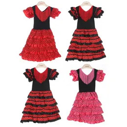 Sukienki dziewczyny sukienka Piękna hiszpańska flamenco tancerz kostium dziecięcy kwiecień sevilla performance taniec 2405