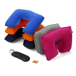 1 Party Iatable 3 In Favor U-Shaped Neck Pillow Air Cushion Sleeping Eye Mask Eyeshade Earplugs Portable Travel Set shade