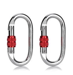 2 Pack Carabiner Super Strength Steel Screw Lock Carabiner Clip For Climbing Hiking1787826