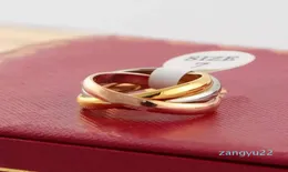 2021 Fashion Design a tre colori anelli di mix ad anello da uomo Donne coppia Ring 316L Acciaio inossidabile No Fade Love Gold Rings di alta qualità Jew4447694