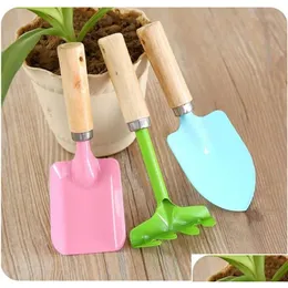 Pala manuale 3 pezzi per bambini Candy color giardino utensili mini -metallo cazzuola con manico in legno rastrellatura per bambini consegna caduta casa pati otape