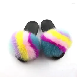 Casual Shoes Real Raccoon Fur Slippers Women's Slides Flip Flops Beach Plush Fluffy Furry Designer Sandal Outdoor