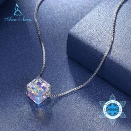 Chains Ann & Snow 925 Sterling Silver Colorful Cubic Zircon Stone Necklaces For Women Gros Collier Femme Jewelry