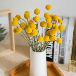 Dekoratif Çiçekler Yapay Lale Çiçek Kurutulmuş Sarı Billy Düğmeler Topları Buket Ev Bahçe Dekorasyonu Tören Dekoru