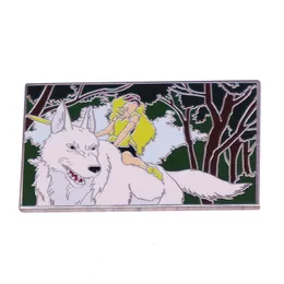 Princess Mononoke Enamel Pin White Wolf God Brooch Studio Ghibli film Art Badge Prezent biżuterii