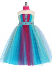 Lovely Rainbow Strapleless Tulle Beads Flower Girls039 Dresses Girl039s Holiday Dresses Girl039S Pageant Dresses Custom SZ 8152393