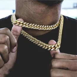 Hip Hop18MM Gold Chain For Men Iced Out Chain Necklace Jewelry Cuban Link Necklace Fashion Punk Necklace 18 20 24 30 Inch 260a