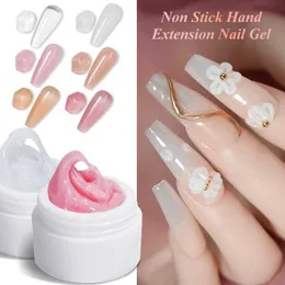 Gel unghie clou beaute non stick mano estensione solida gel lucidatura chioda trasparente nuda rosa coa di strass intaglio arte q240507