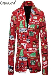 chamsgend christmas print suit jacket men casual coats mens slim fit long sleeve blazer men informal christmas party suit9262045