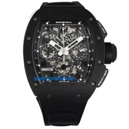 RM Luxury Uhren Mechanische Uhrenmühlen RM011 Neger Fantasma PVD CER A MICA Carbon Goma Reloj Stwc