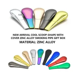 Rainbow Cigarette Tobacco Pipes Metal Magne Zinc Eloy Hand Spoon Magnetic Diameter Rökning Pipe 8 Colors FY3657 1128 0508