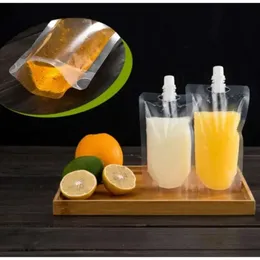 Embalagem de bebida plástico de 20 bolsa de bico de stap de seda para bebida com suco de líquido leite café 200-500ml entrega rápida 0-500ml