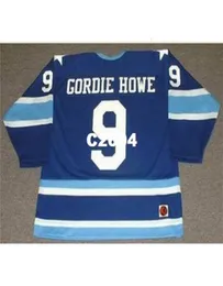 Chen37 Mens 9 Gordie Howe Houston Eros 1974 CCM Vintage Retro Home Hockey JerseyまたはCustom Any Number Retro Jersey1797667