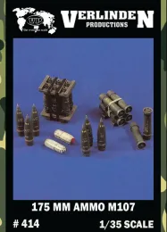 조각 1/35 수지 키트 175 mm Ammo M107 자체 추진 된 총 탄약 껍질 카트리지 상자, Verlinden #414 냉담하지 않은 채색되지 않았습니다.