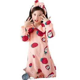 Pyjamas Autumn and Winter Long Sleep Flanell spetsprinsessan Pyjamas Coral Velvet Baby Home Service Baby Warm Pyjamasl2405