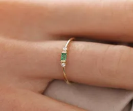 Alyans Lkn Amazon İstek Avrupa ve Amerikan Gül Altın Kadın Emerald Zirkon Kaplama 18K Nişan Yüzüğü1089749