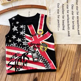 Fashion Kids America Flagge gedrucktes T-Shirt Sommer Kinder Ärmeloses destressed Top Mode Girls Designer Kleidung Z8012