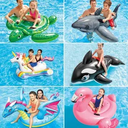 Inflables Spielzeug Schwimmbad Kinder aufblasbare Wasserspielzeug Tiere montieren Pool Tier Hai Unicorn Pool Assesores Rafts 240508