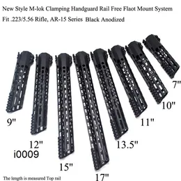 Parts 7/9/10/11/12/13.5/15/17 inch New Design M-lok Clamping Handguard Rail Free Float Picatinny Mount System_Black color