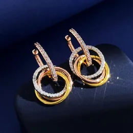 Luxury Car Brand Circle Designer örhängen för kvinnor 18k guld vintage 3 färger aretes oorbellen brincos har siffror choker halsband örhängen ringar smycken gåva