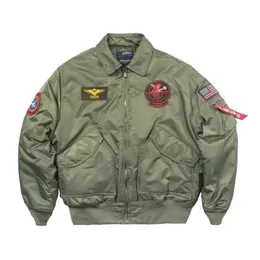 Men's Jackets TOP GUN CWU-45P Patch Embroidery Military Style Bomber Jacket Pilot Flight Winter Coat T240507