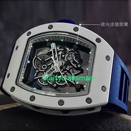 RM Luxury Uhren Mechanische Uhrenmühlen Herrenserie RM055 Weißer Keramik Japan Limited Edition Manual Mechanical Fashion Casual Men's Watch Set ST4Z