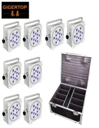 Şarj Uçuş Kılıfı 8 Arada 1 Paketleme 8xlot Beyaz Kapak 12x18W Pil Güçlü Kablosuz LED PAR LIGHT RGBWA Mor 6in1 Renk Mix7244627