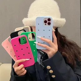 2024 New Candy Color Holes Silicon Phone Case for iPhone 14 Pro Max 15 13 12 11 15 Pro Max Shockproof Soft Tpu Back Cover Hole Heat Cooling cover