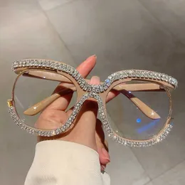 Occhiali da sole Moda vintage Owl Owl Diamond Optical Optical Teach Women for Female Tren Glasses Luxury Brand Designer Retro Eyewear J240508