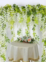 Decorative Flowers 1pc/2pcs- Wisteria Artificial Flower Garland White Silk Hanging Suitable For Home Garden Outdoor Cer