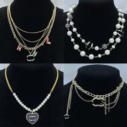 Luxus-Designer Anhänger C-Letter Halsketten Marke Schmuck 18k Gold plattiert Titanstahl Halskette Halskette Perlenketten Männer Frauen Hochzeit Weihnachtsgeschenk