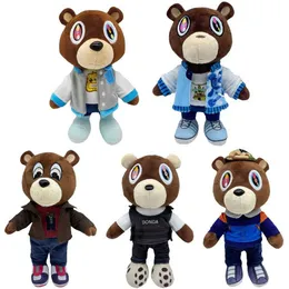 Pluszowe lalki 26-30 cm Kawaii Kanye niedźwiedź misie misie pluszowe zabawki Kanye West Graduation Soft Sched Home Room Decor Dekor urodzinowy T240506